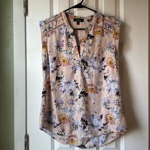 Label Rachael Rachel Roy Pink Floral Sleeveless Blouse, Size M
